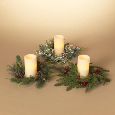 L & L Gerson Multicolored Pine Candle Ring with Berry Indoor Christmas Decor 2539930